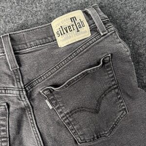 Levi's Silver Tab Jeans Women 31 Mom Jeans High Waist Leg Black Denim EUC